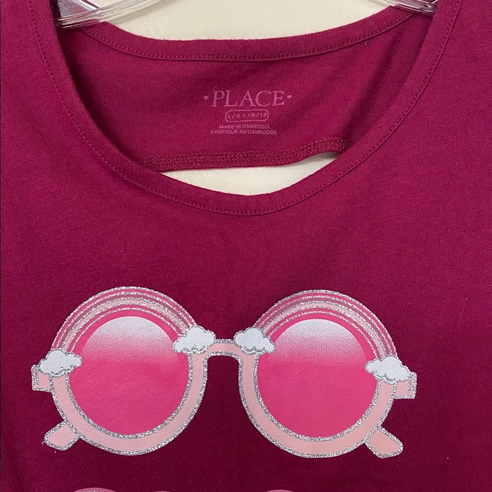 The Children's Place Magenta Tank Top with Sunglasses Graphic